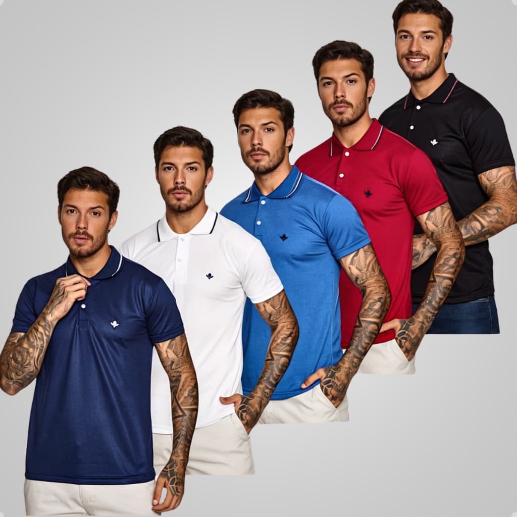 kit 5 camisa gola polo linha premium masculina moda camisa masculina dia dos pais