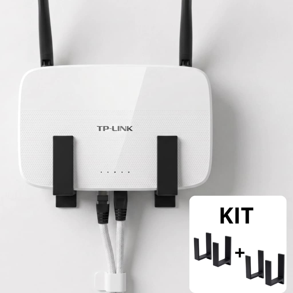 Suporte Parede Roteador Modem Wi-Fi Adesivo Universal Organização Casa Escritório