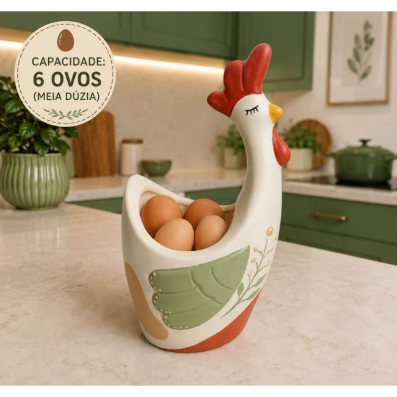 Galinha de Cerâmica Porta Ovos Porta Talheres Porta Utensilios Organizador de Cozinha Decorativo