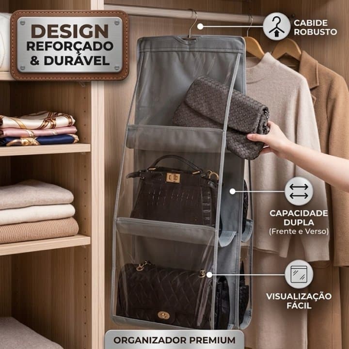 Organizador Multiuso Suporte De Bolsas Porta Cabide Guarda Roupas Ganchos Toalhas Com Cabide Anti Poeira