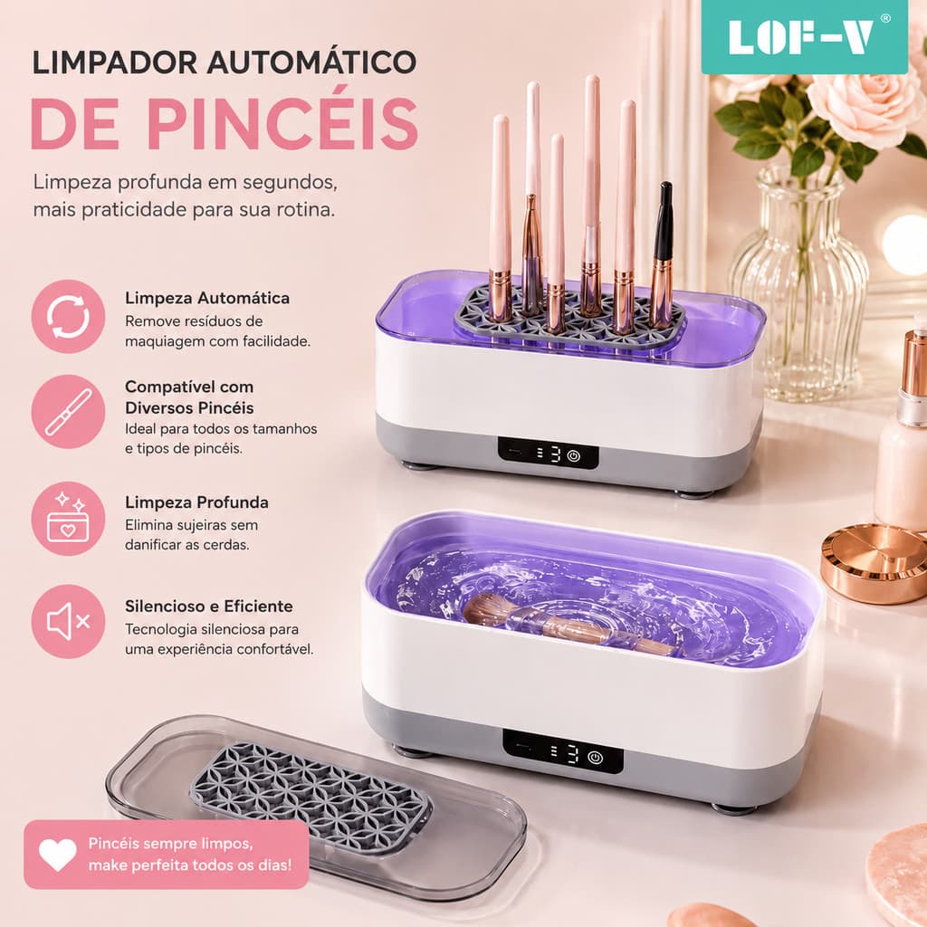 Limpador Ultrassônico UV USB Regaregavel Para Óculos Joias Pincéis Relógios Limpeza Profunda 45KHz