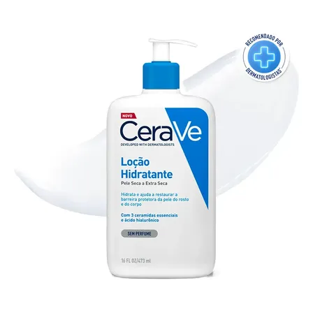 Loção Hidratante Corporal Sem Perfume, com Ceramidas Essenciais e Ácido Hialurônico, Textura Fluida CeraVe 473ml