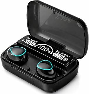 Fone de Ouvido sem Fio Bluetooth 5.1 Power Bank, Display Digital LED, Som Potente indicado para Esportes, Jogos, Viagens, Conexão Rápida, Microfone Integrado, Bateria de Longa Duração – Preto