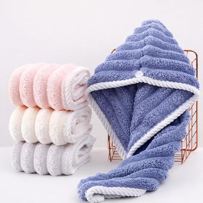 Touca Toalha para Secar Cabelo Pós Banho – Lenço de Cabeça Microfibra Absorvente 63x25cm – Secagem Rápida Anti Frizz com Botão Ajustável - POLIESTER VERSY | Amazon.com.br