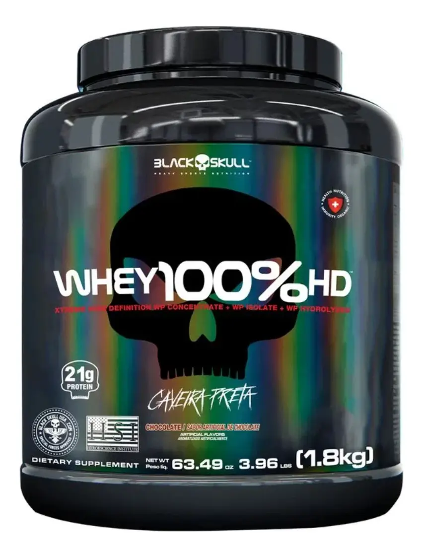 Whey 100% Hd Sabor Chocolate 1,8kg Black Skull