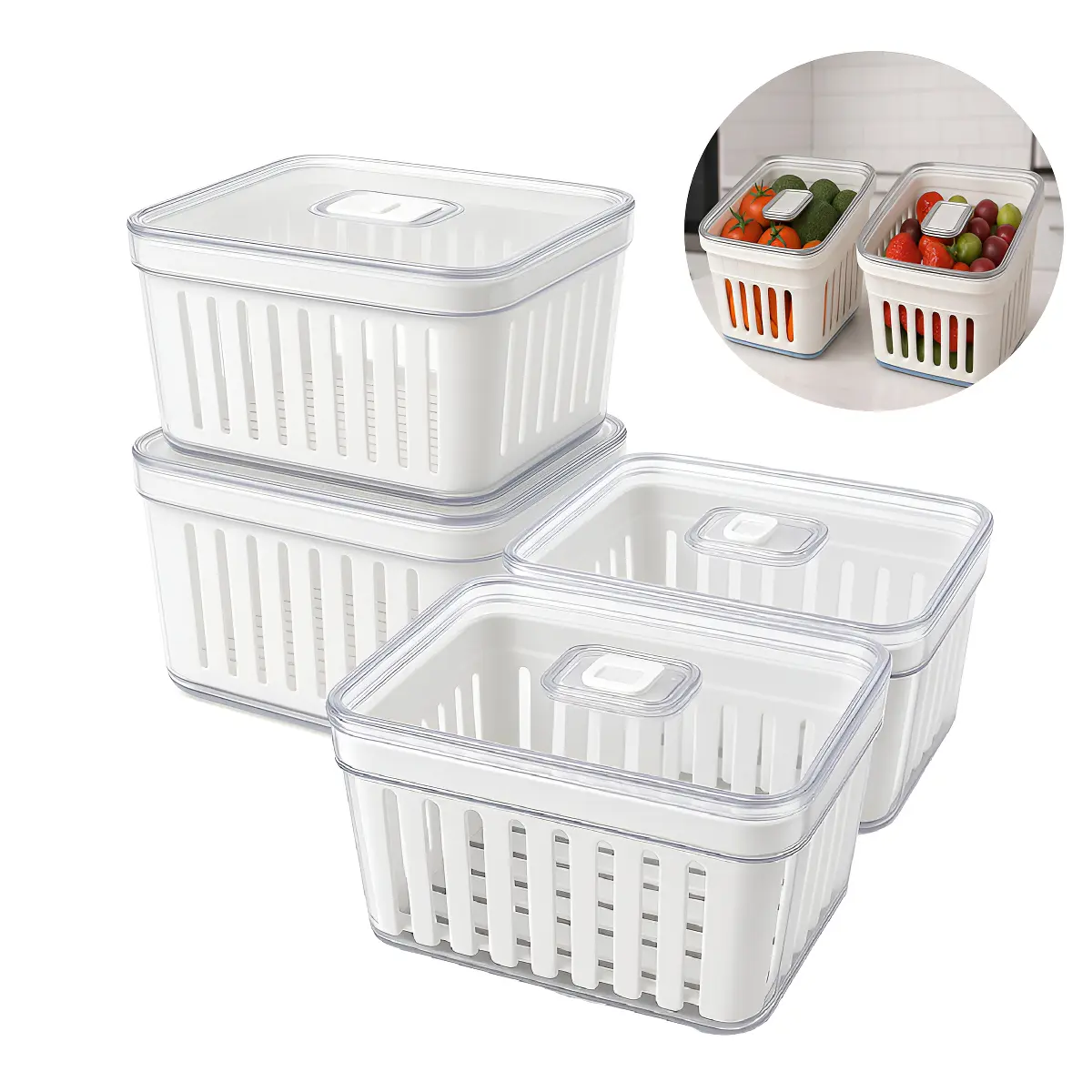 Kit 4 Potes Acrílico 3,8l Organizador Geladeira Rebirth