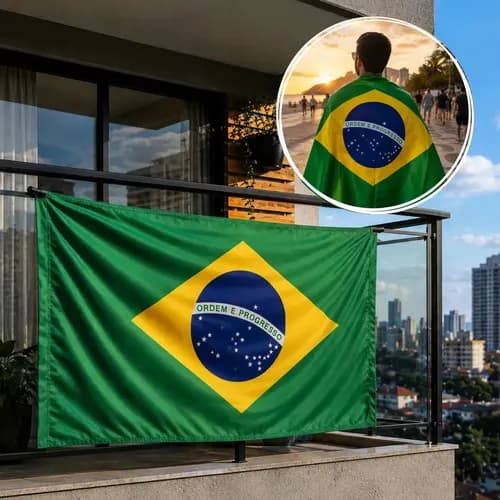Bandeira Brasil 90x140 cm com bainha para haste - todas as opções de Design e Dimensões