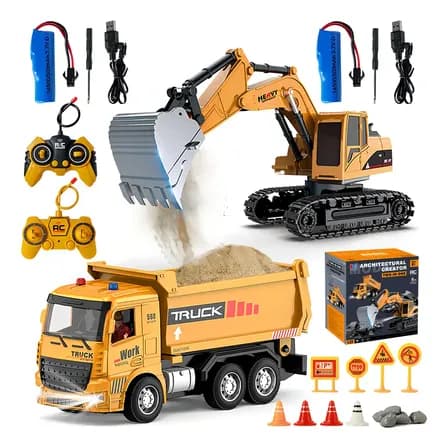 Carros De Escavadeira Controle Brinquedos Engenharia 2in1 Br Amarelo Trator