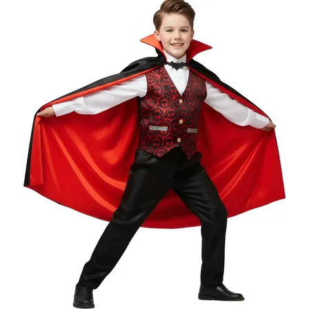 Fantasia Vampiro Infantil Drácula Halloween Com Capa Cosplay