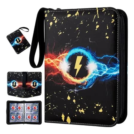 Porta 400 Cards Pokémon Capa Dura Álbum Fichário Com Zíper Preto