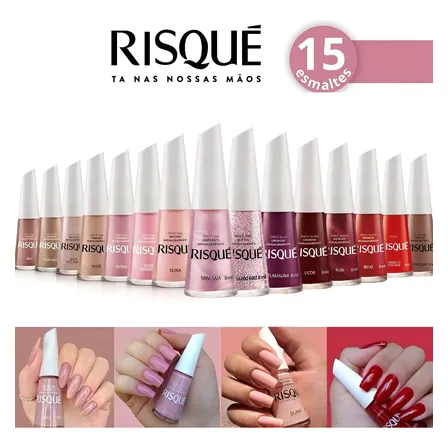 Risqué Kit Com 15 Esmaltes Novo Hipoalergênicos Atacado 8ml Variadas