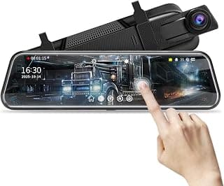 Câmera Retrovisora de 10", Dash Cam 1080P Dianteira e Traseira para Carro, Câmera de Ré com Tela Sensível ao Toque, Monitor de Estacionamento, Assistente de Ré, Inclui Cartão 64GB